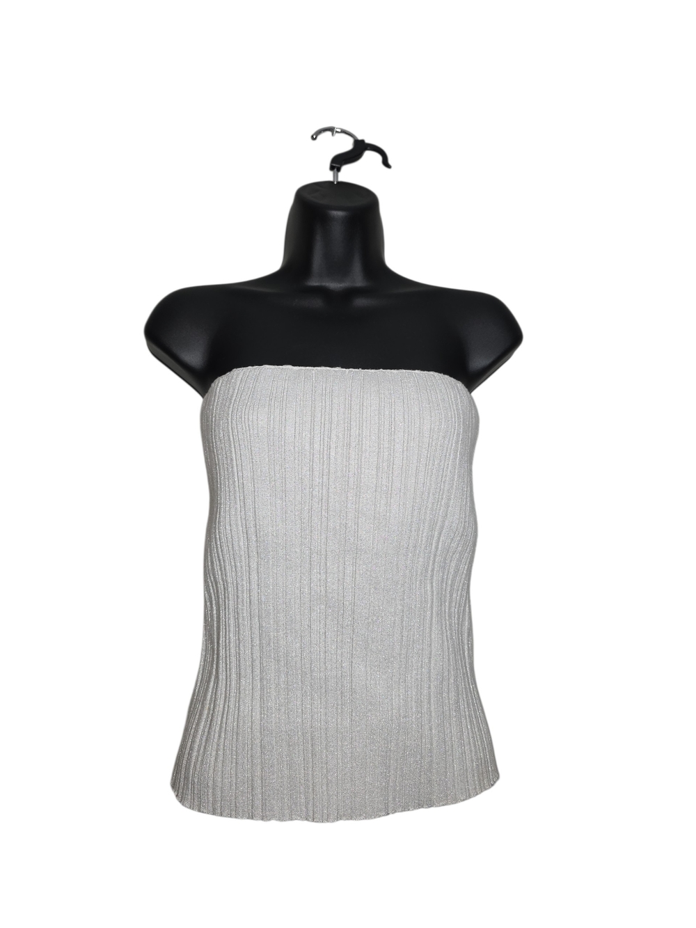 Madewell x Aimee Song Ribbed Shimmer Tube Top SizeL Vapor Grey, NEW NWT